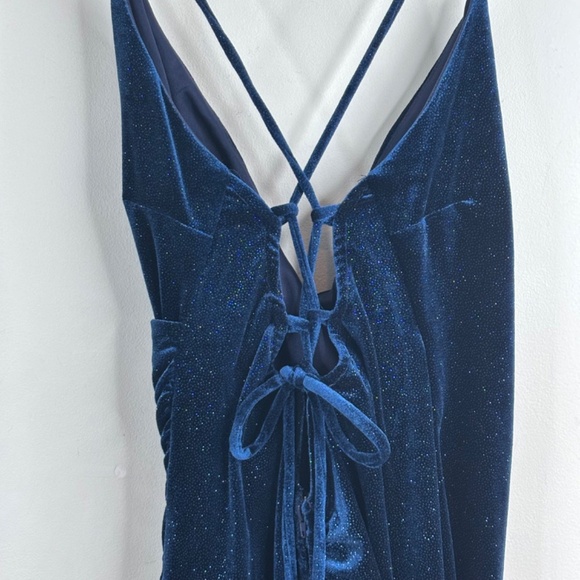 Y2K Windsor Velvet Wrap Dress L Maxi Corset Slit Sparkle Whimsigoth Hoco Prom - Picture 6 of 12